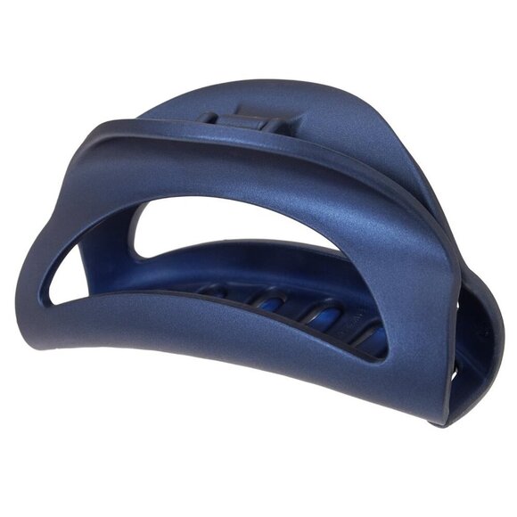Large Cutout Curve Claw Clip Matte Navy Hair Accessory for Adult Stylish Hold